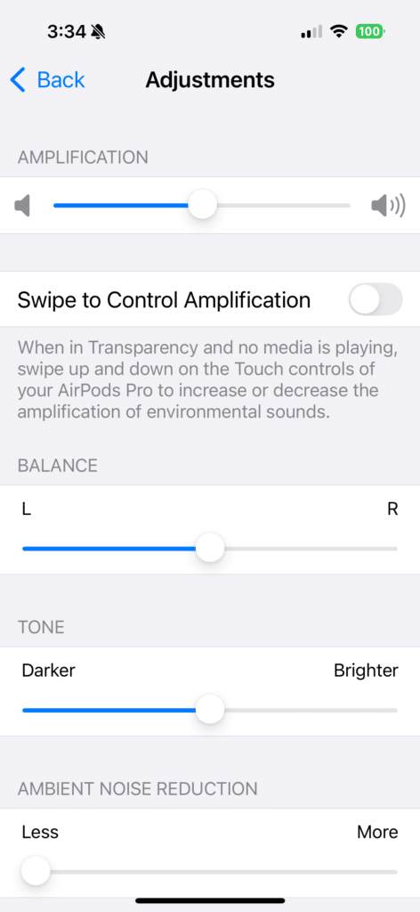 Apple AirPods Pro Hearing Aids Adjustments